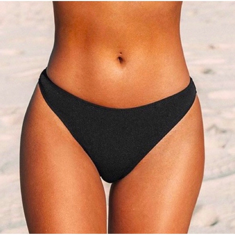 Cupshe Penny Bikini Bottom Black Low Rise Swimwear Separates Womens XL 16-18
